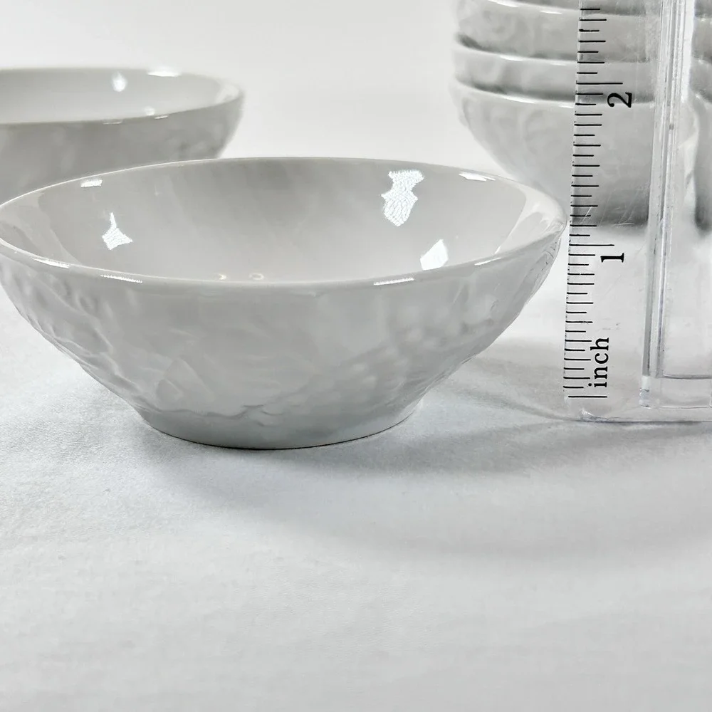 8 VTG Le Gourmet Chef Porcelain Ramekins Dip Grape Vine Pattern Embossed Dinner